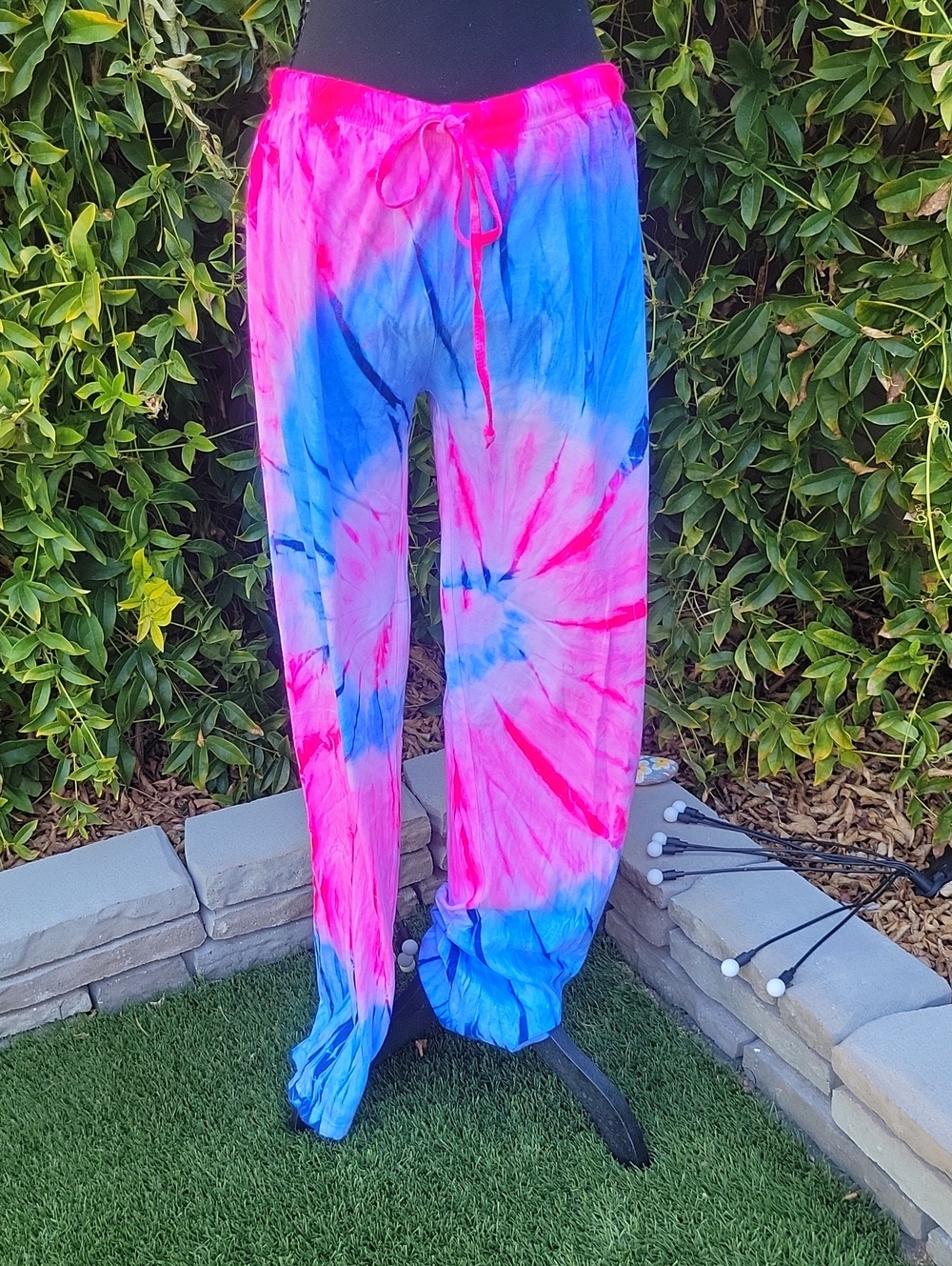 Just Love Pink and Blue Tie-Dye Pants Hippie Festival Lounge Sz M